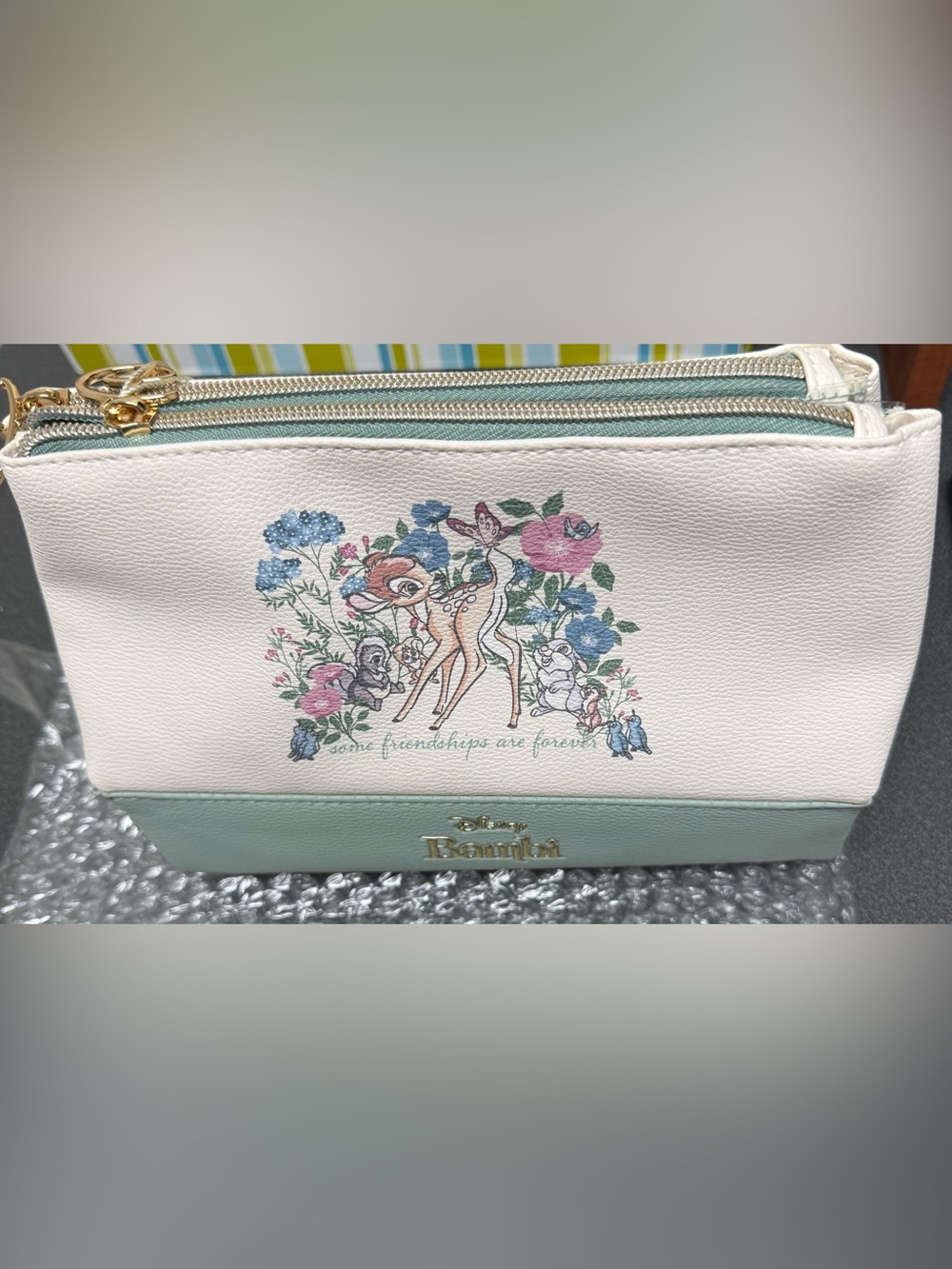 Primark x Disney Bambi and Friends Floral Cream & Mint Toiletry Bag *NWT